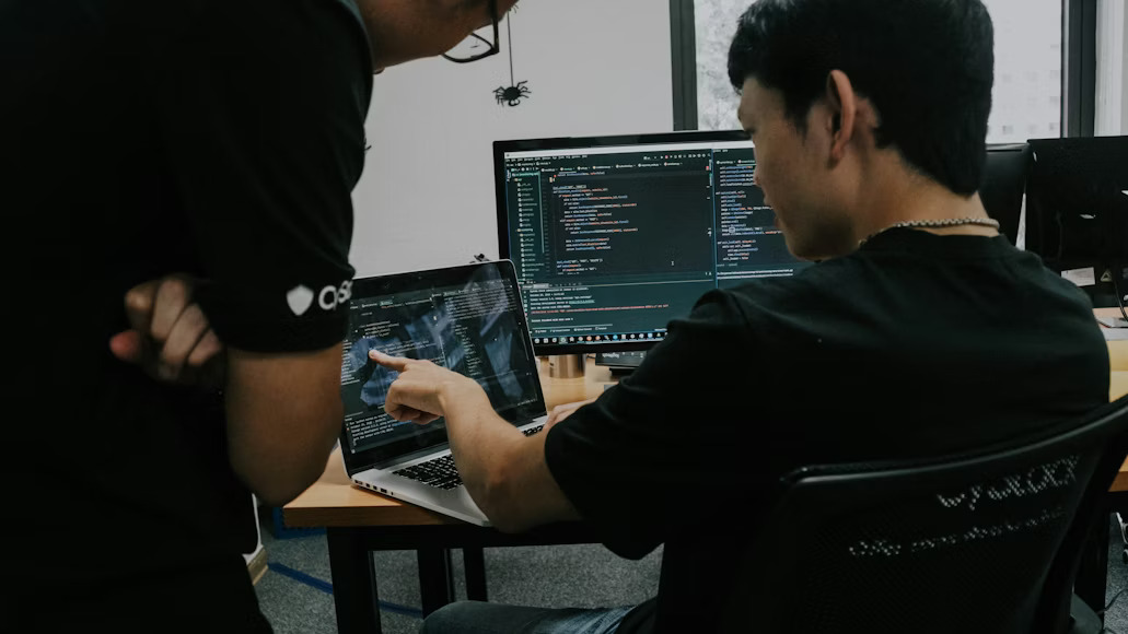 Developer working on laptop
